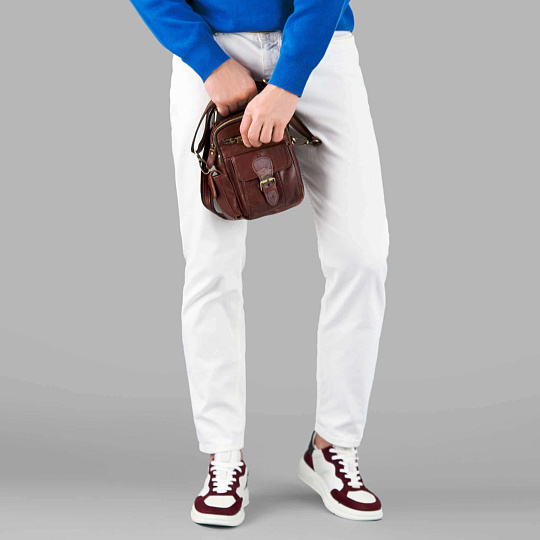 Сумка через плечо Dr.Koffer из натуральной кожи коричневая