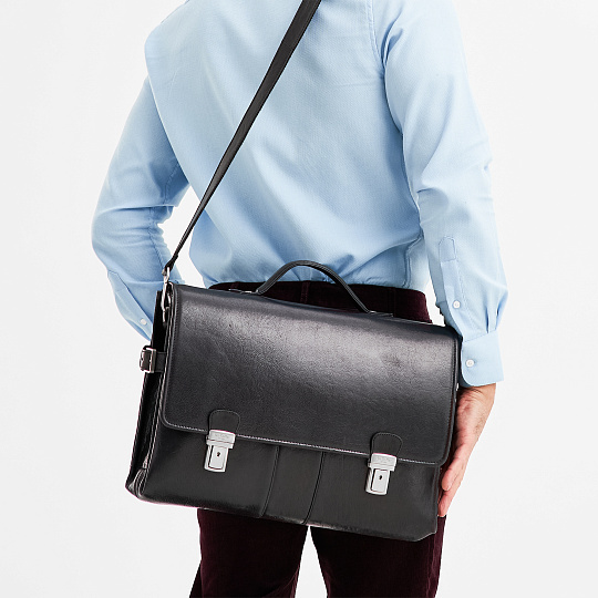 Портфель Dr.Koffer из натуральной кожи черный