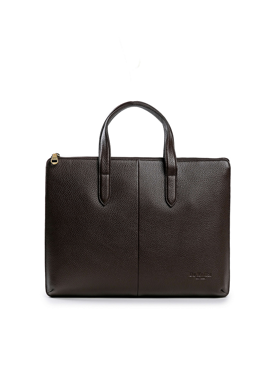 Деловая сумка Dr.Koffer из натуральной кожи темно-коричневая