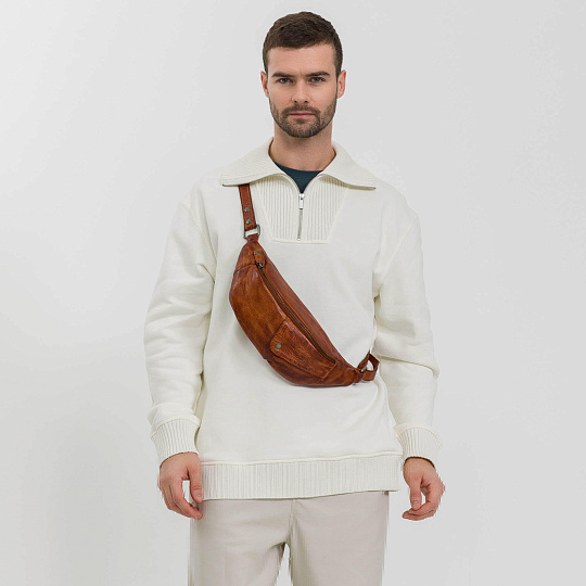 Сумка на пояс Dr. Koffer из натуральной кожи коричневая