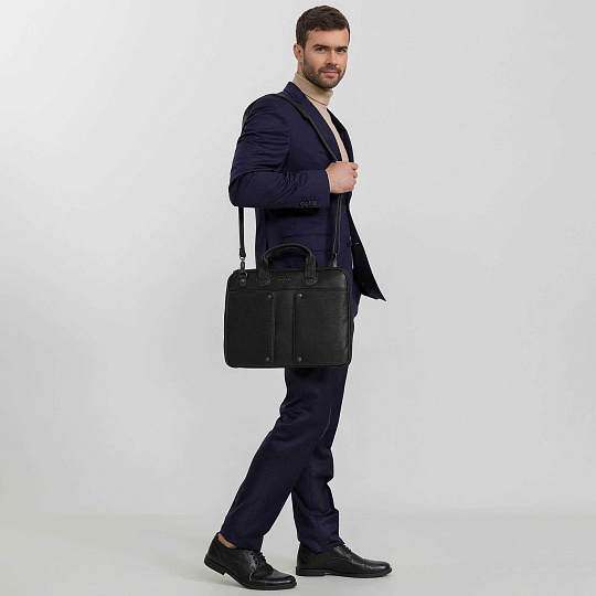 Деловая сумка Dr.Koffer из натуральной кожи черная