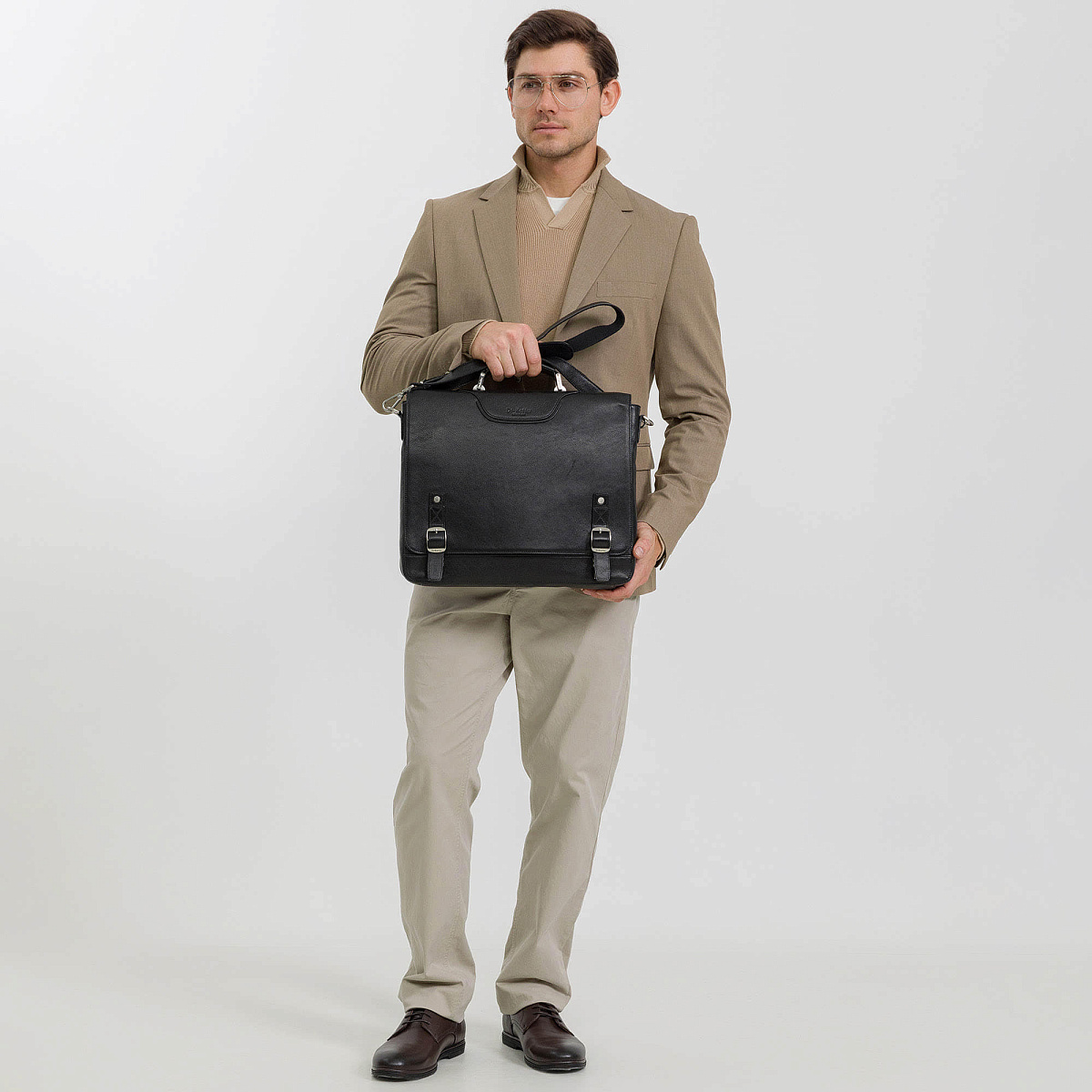 Портфель Dr.Koffer из натуральной кожи черный