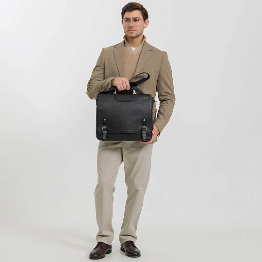 Портфель Dr.Koffer из натуральной кожи черный