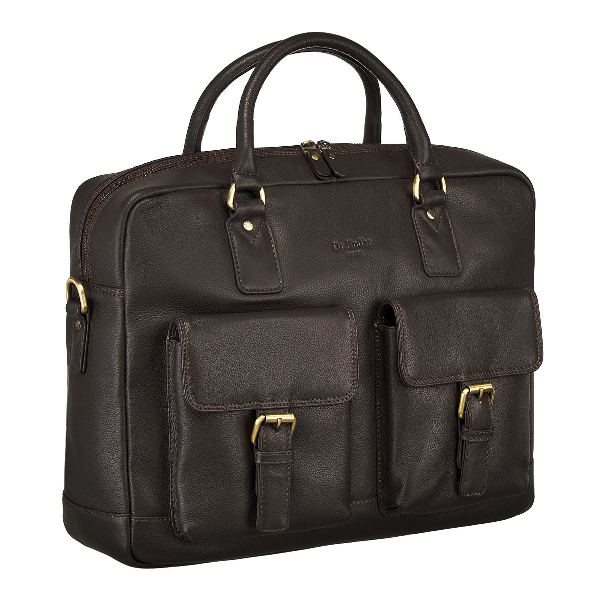 Деловая сумка Dr.Koffer из натуральной кожи темно-коричневая