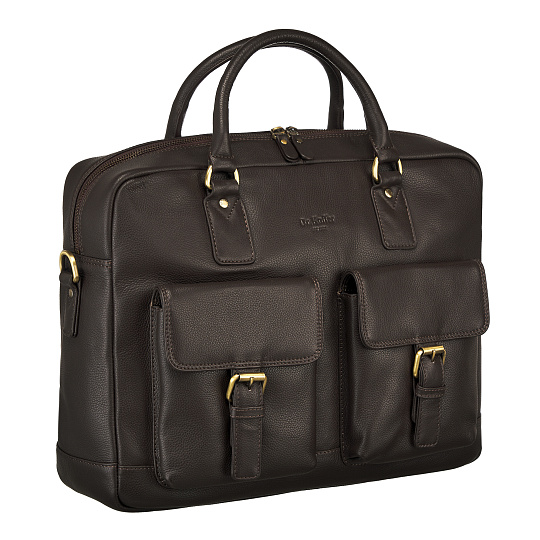 Деловая сумка Dr.Koffer из натуральной кожи темно-коричневая