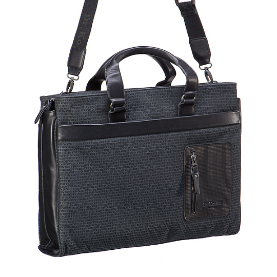 Синяя мужская кожаная сумка на двух ручках Dr.Koffer M402409-123-04