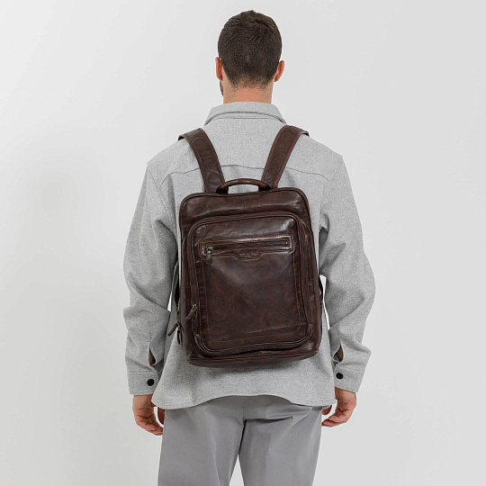 Рюкзак Dr.Koffer из натуральной кожи темно-коричневый