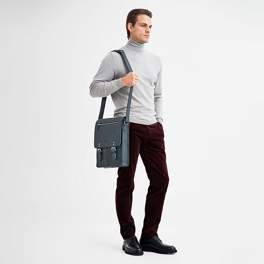 Сумка через плечо Dr.Koffer из натуральной кожи синяя