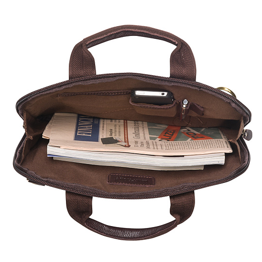 Деловая сумка Dr.Koffer из натуральной кожи темно-коричневая