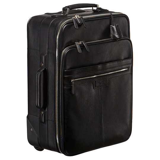 Чемодан на колесах S Dr.Koffer из натуральной кожи черный