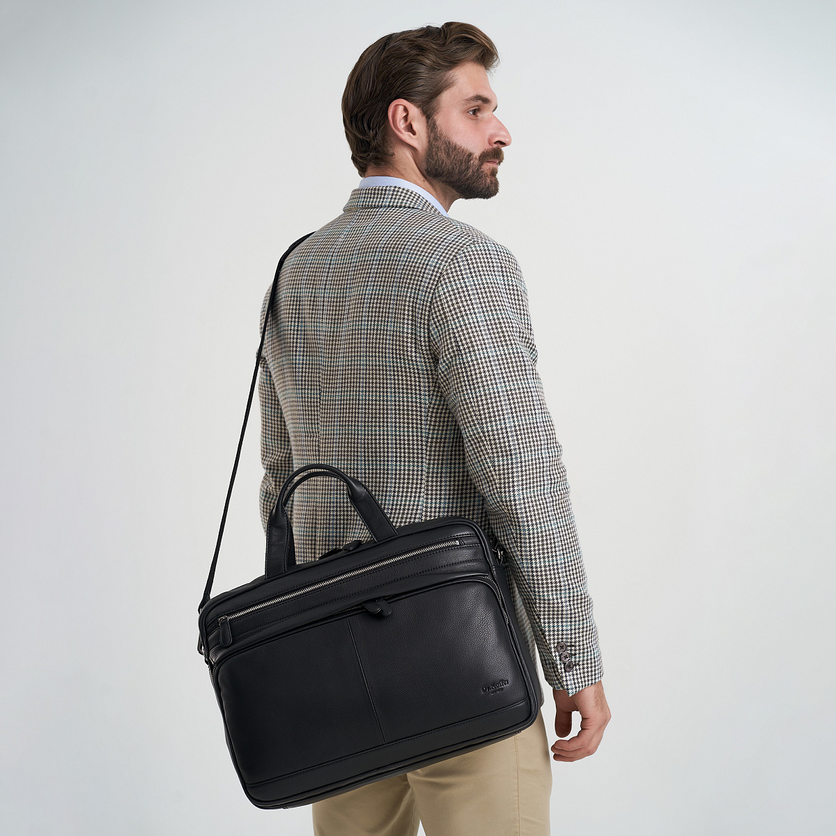 Деловая сумка Dr.Koffer из натуральной кожи черная