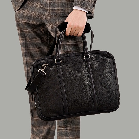 Деловая сумка Dr.Koffer из натуральной кожи черная