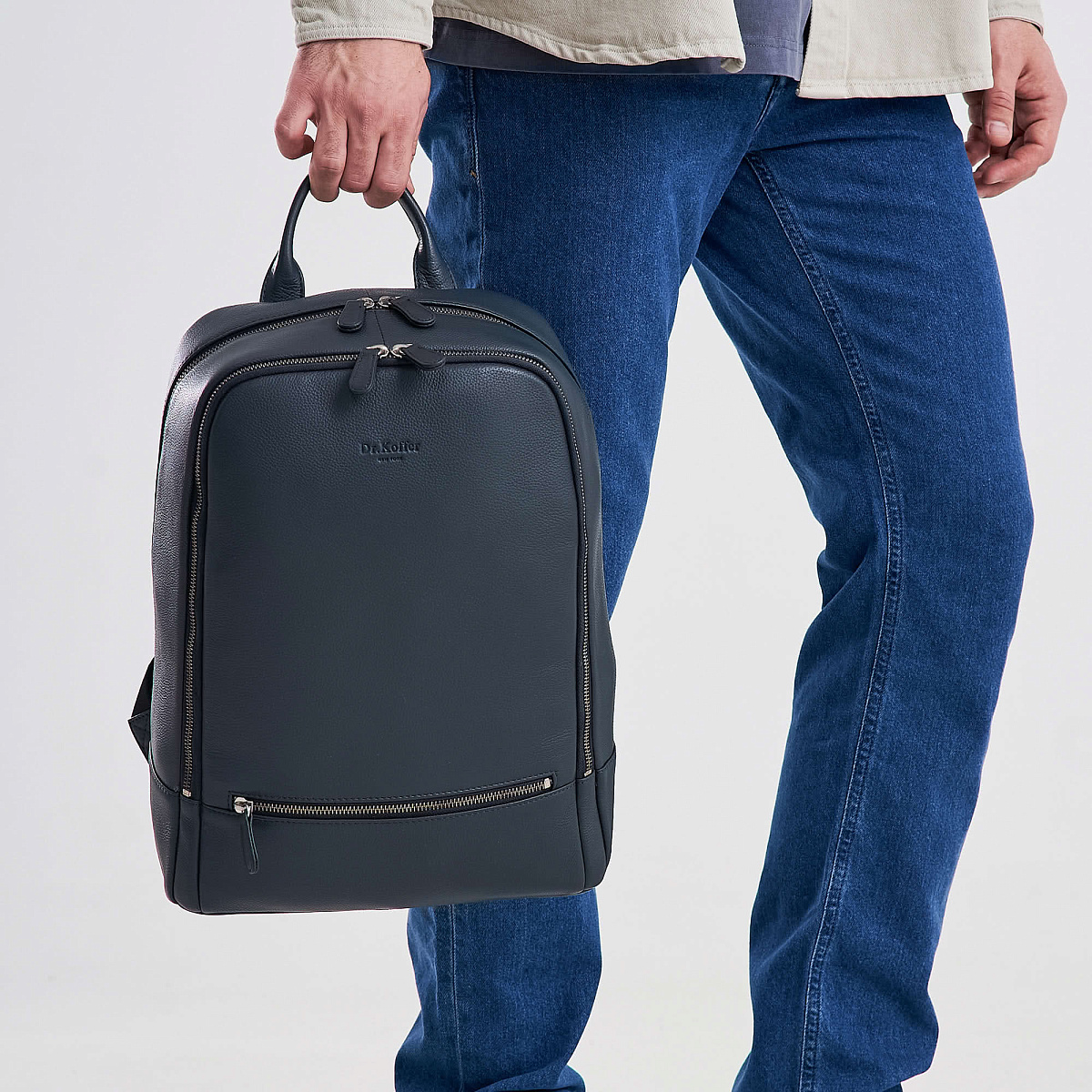 Рюкзак Dr.Koffer из натуральной кожи синий