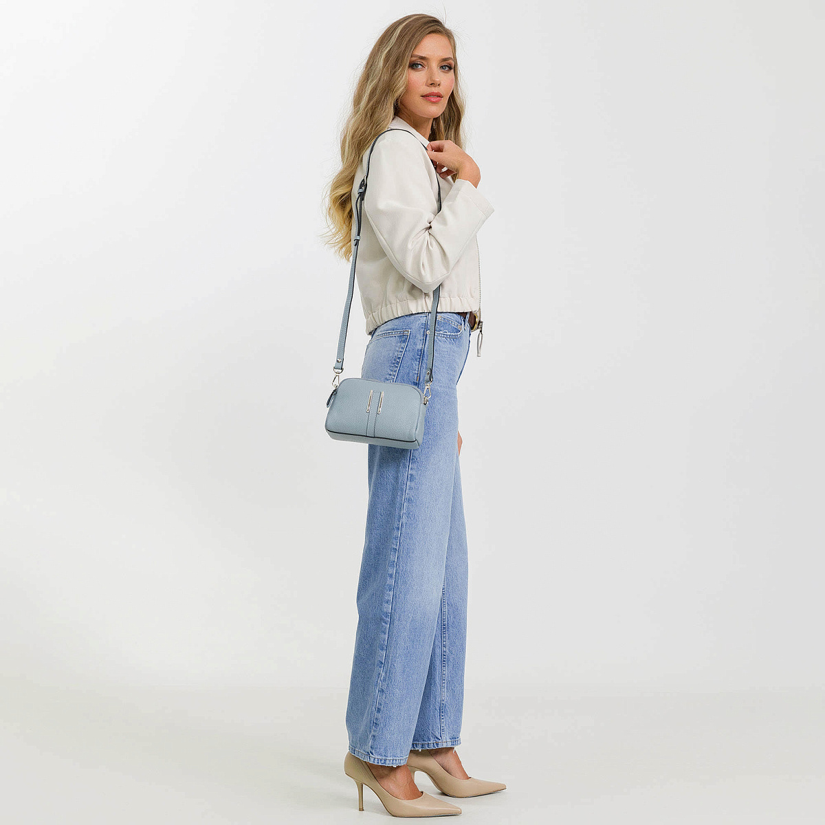 Женская сумка Dr. Koffer из натуральной кожи голубая
