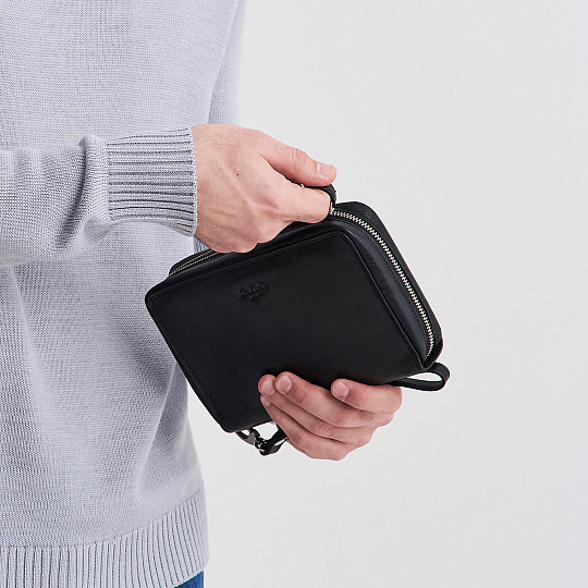 Сумка барсетка из натуральной кожи Dr. Koffer черная