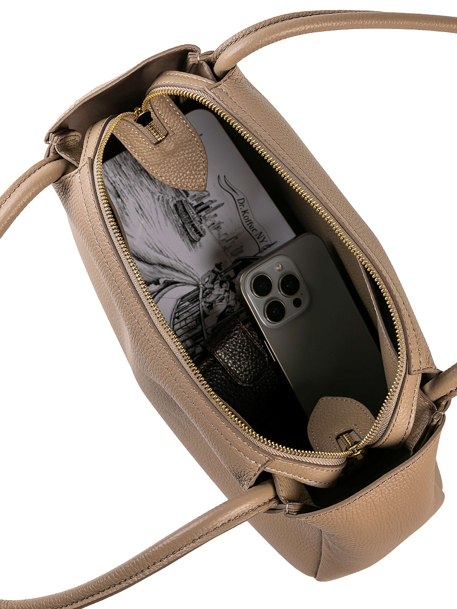 Женская сумка Dr. Koffer из натуральной кожи бежевая