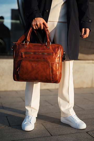 Деловая сумка Dr.Koffer из натуральной кожи коричневая