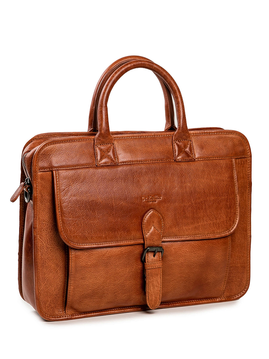 Деловая сумка Dr.Koffer из натуральной кожи коричневая