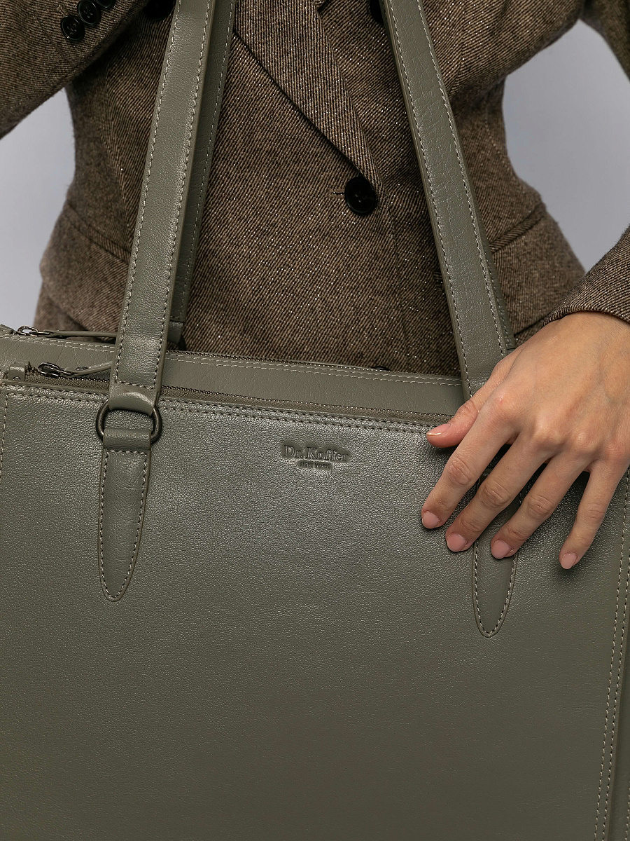 Женская сумка Dr.Koffer из натуральной кожи серая