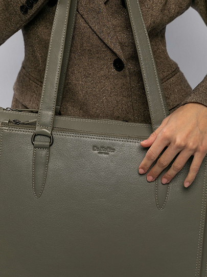 Женская сумка Dr.Koffer из натуральной кожи серая