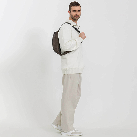 Сумка на пояс Dr. Koffer из натуральной кожи серая