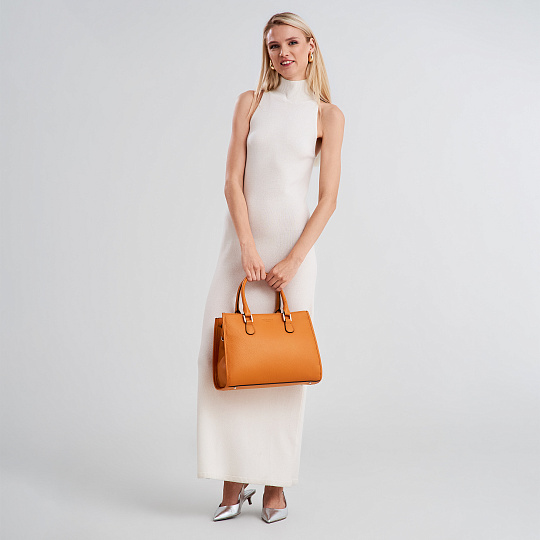 Женская сумка Dr. Koffer из натуральной кожи оранжевая