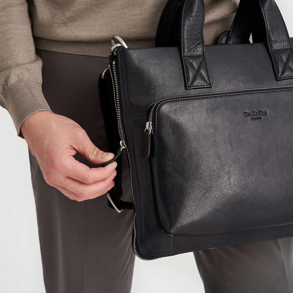 Деловая сумка Dr.Koffer из натуральной кожи черная