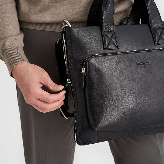 Деловая сумка Dr.Koffer из натуральной кожи черная
