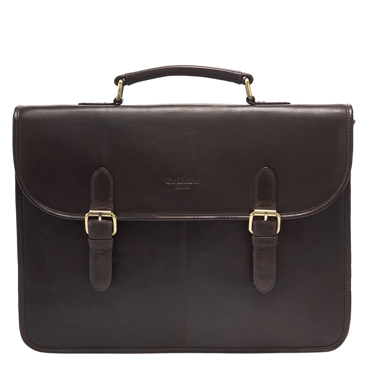 Портфель Dr.Koffer из натуральной кожи темно-коричневый