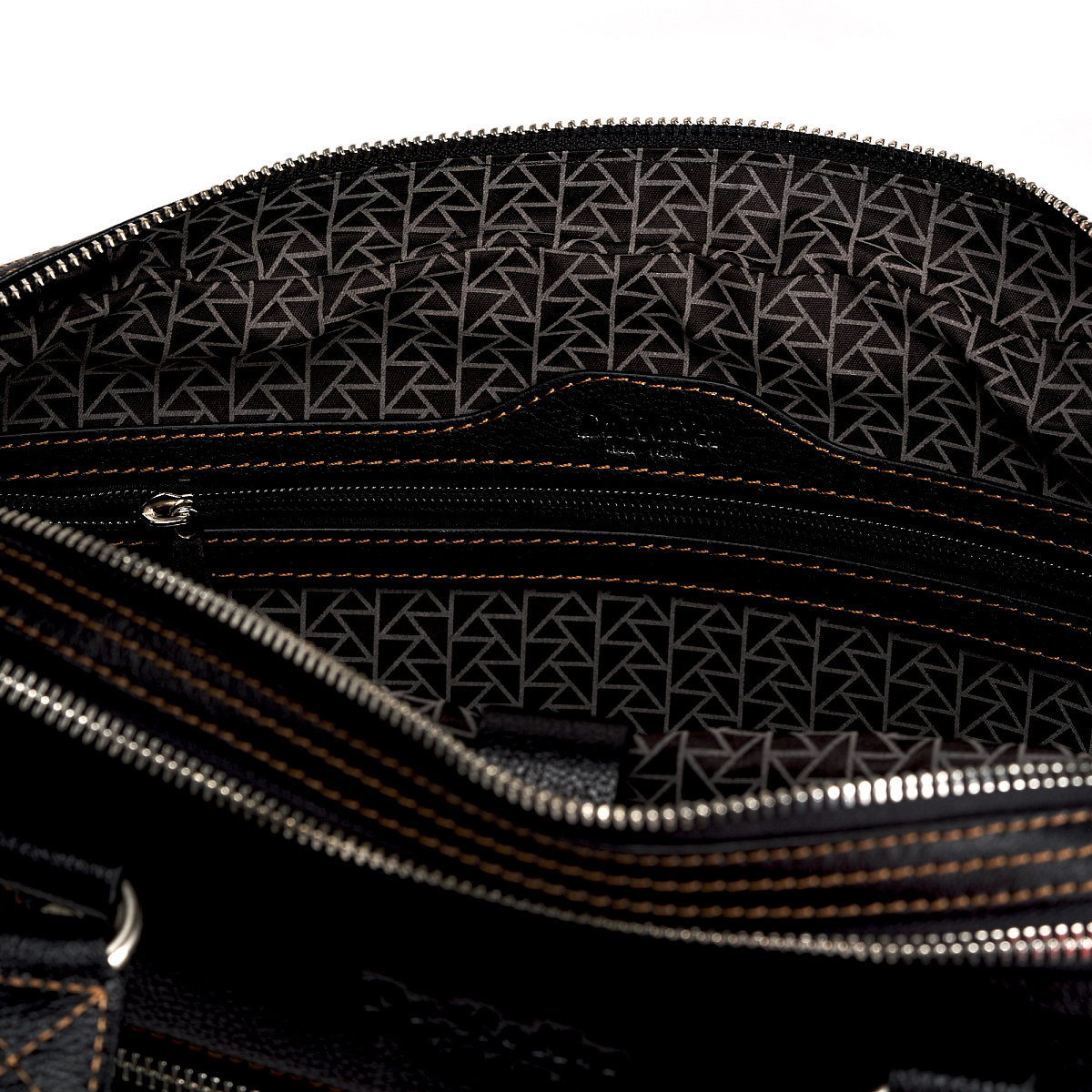 Черная кожаная сумка с карманом на молнии Dr.Koffer B471470-02-04