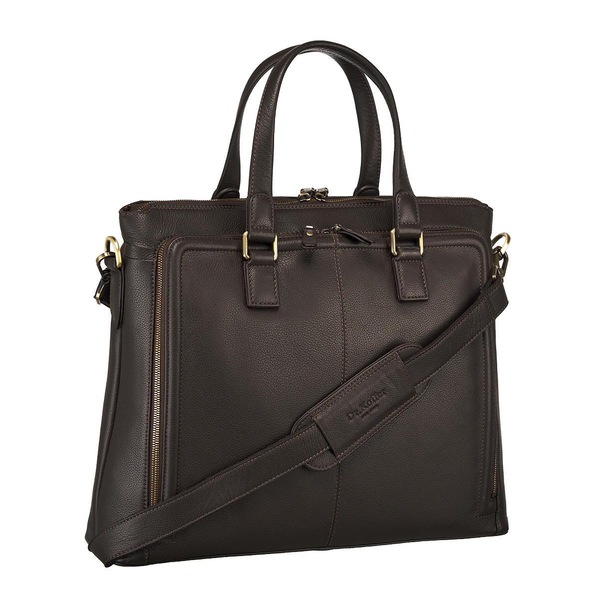 Деловая сумка Dr.Koffer из натуральной кожи темно-коричневая