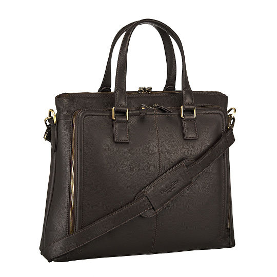 Деловая сумка Dr.Koffer из натуральной кожи темно-коричневая