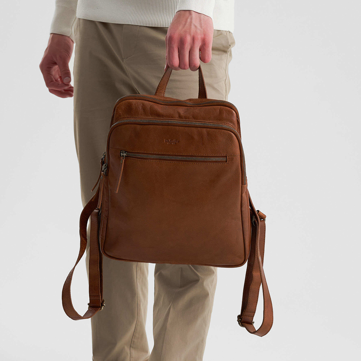 Рюкзак Dr.Koffer из натуральной кожи светло-коричневый