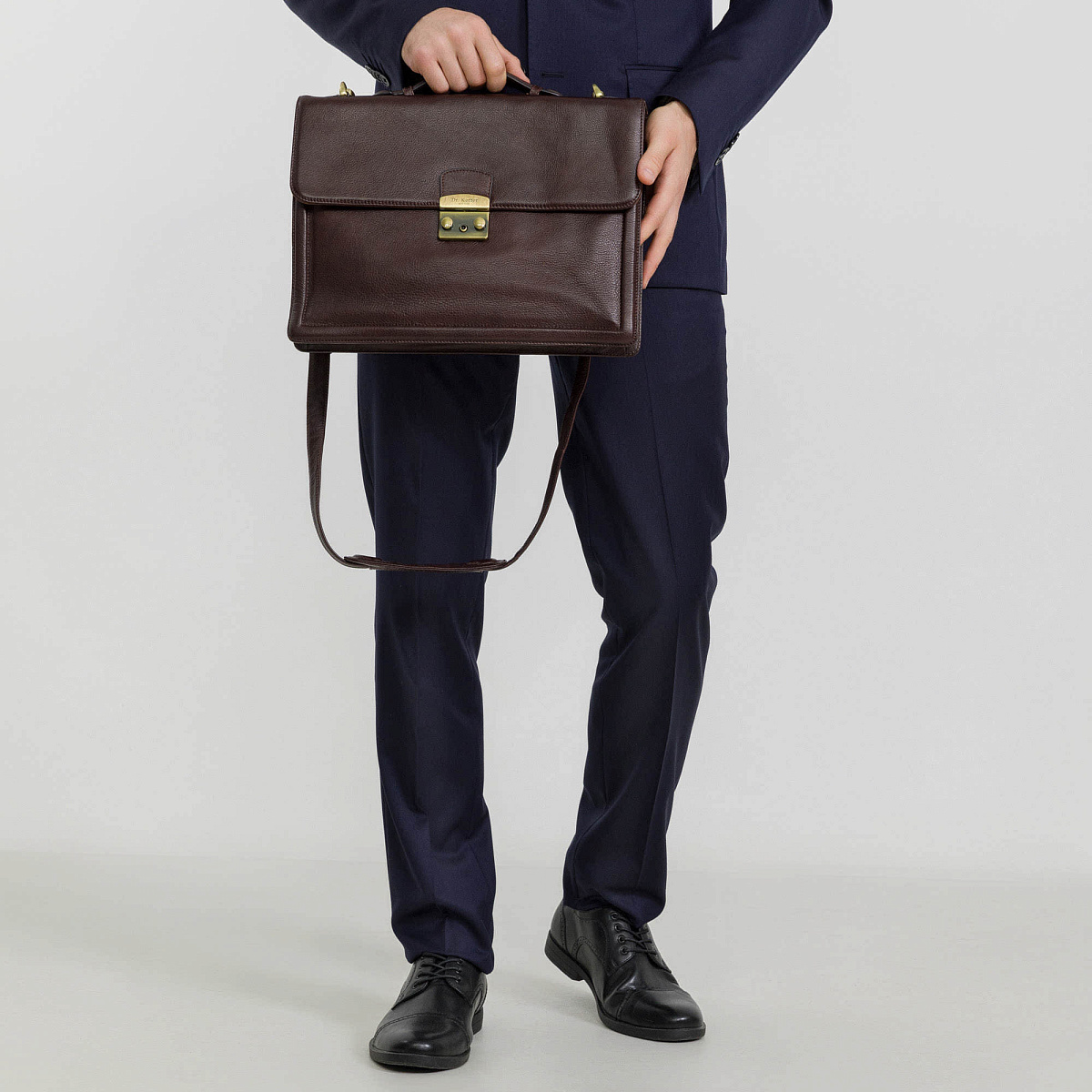 Портфель Dr.Koffer из натуральной кожи темно-коричневый