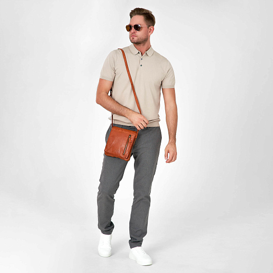 Сумка через плечо Dr.Koffer из натуральной кожи коричневая