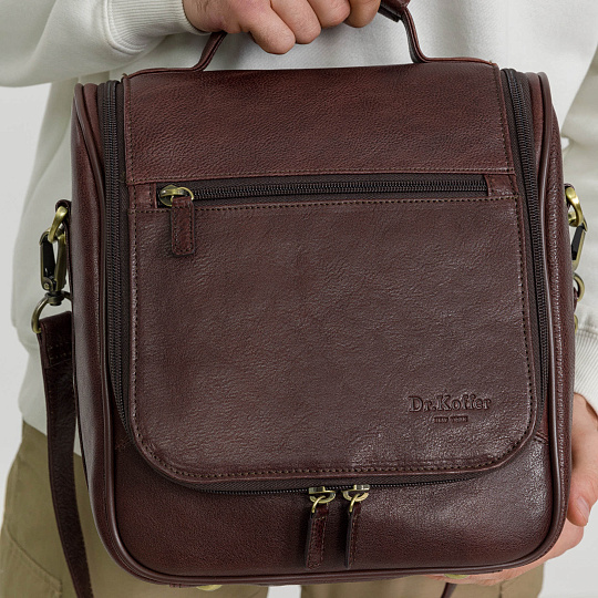 Бьюти-кейс несессер Dr. Koffer из натуральной кожи коричневый