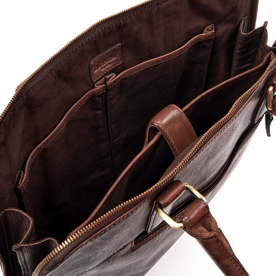 Деловая сумка Dr.Koffer из натуральной кожи темно-коричневая