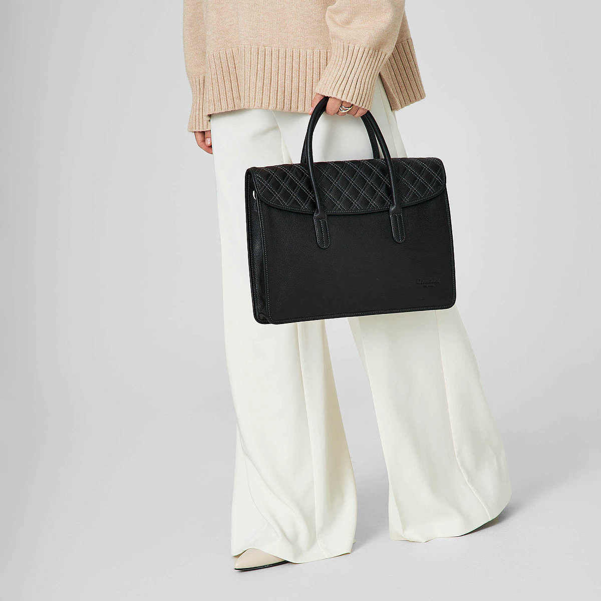 Деловая сумка Dr.Koffer из натуральной кожи черная