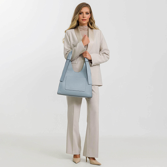 Женская сумка Dr. Koffer из натуральной кожи голубая