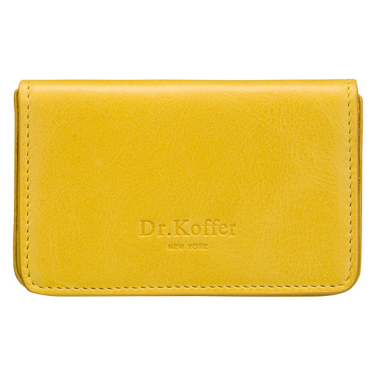 Желтая прямоугольная визитница из кожи Dr.Koffer X510378-114-67