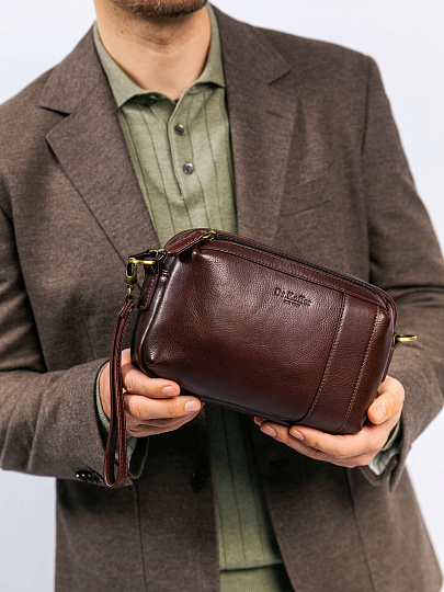 Сумка-визитка Dr. Koffer из натуральной кожи коричневая