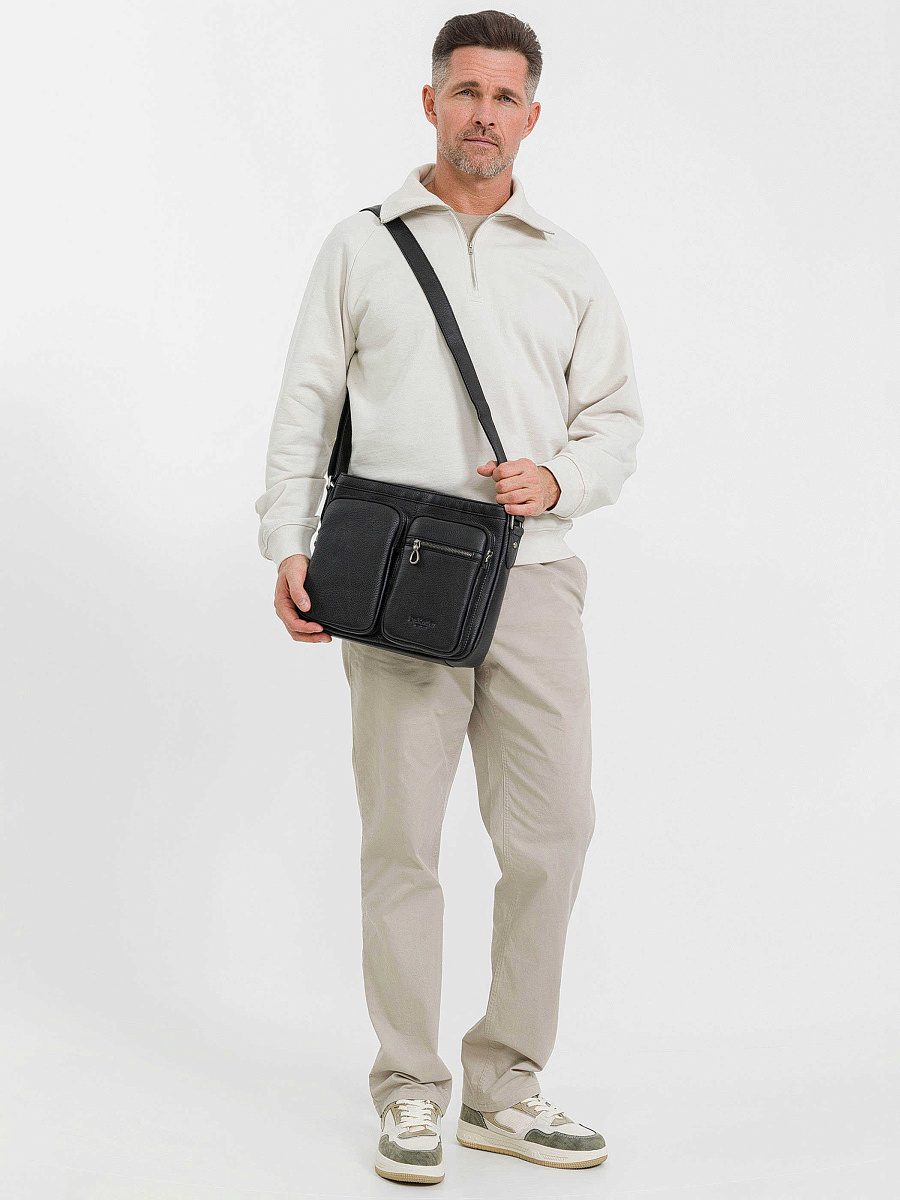 Деловая сумка Dr.Koffer из натуральной кожи черная