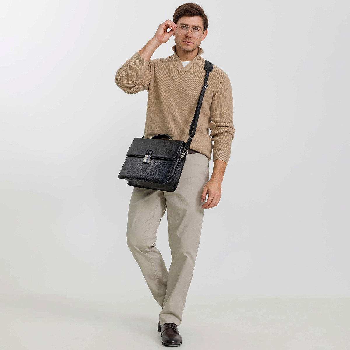 Портфель Dr.Koffer из натуральной кожи черный