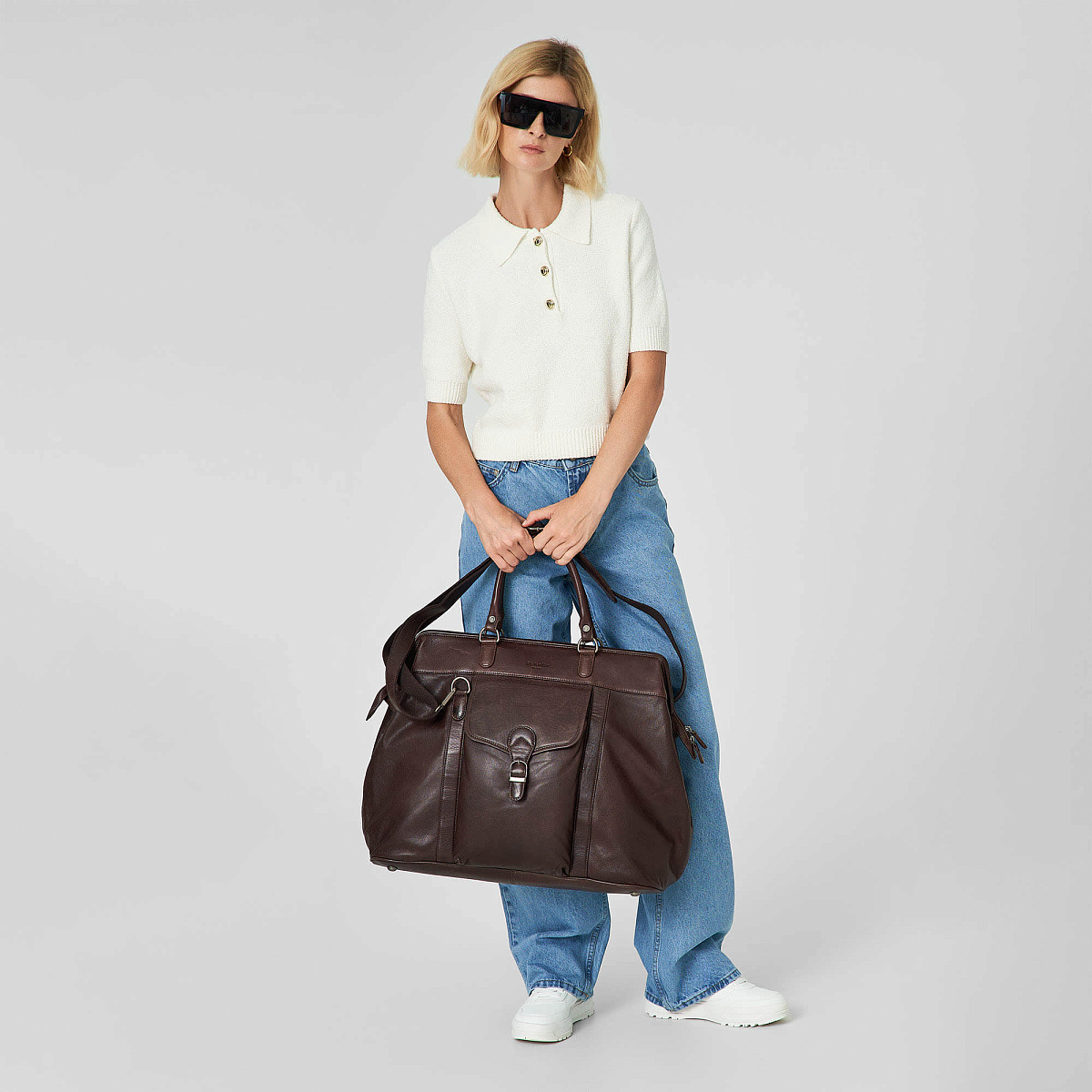 Сумка дорожная Dr.Koffer из натуральной кожи коричневая