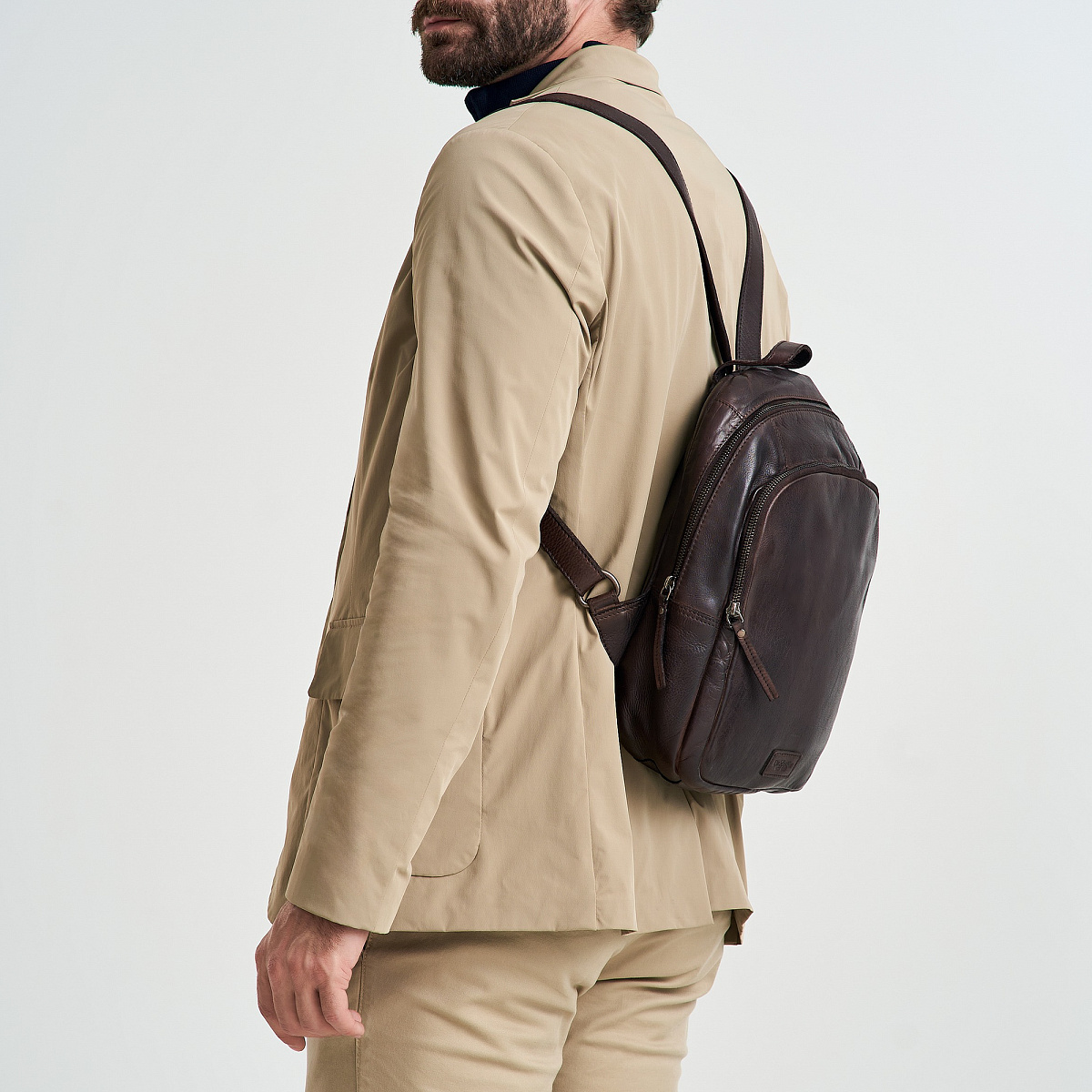 Рюкзак Dr.Koffer из натуральной кожи темно-коричневый