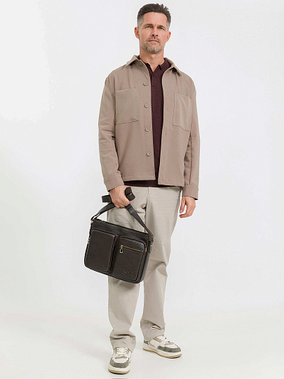 Деловая сумка Dr.Koffer из натуральной кожи темно-коричневая