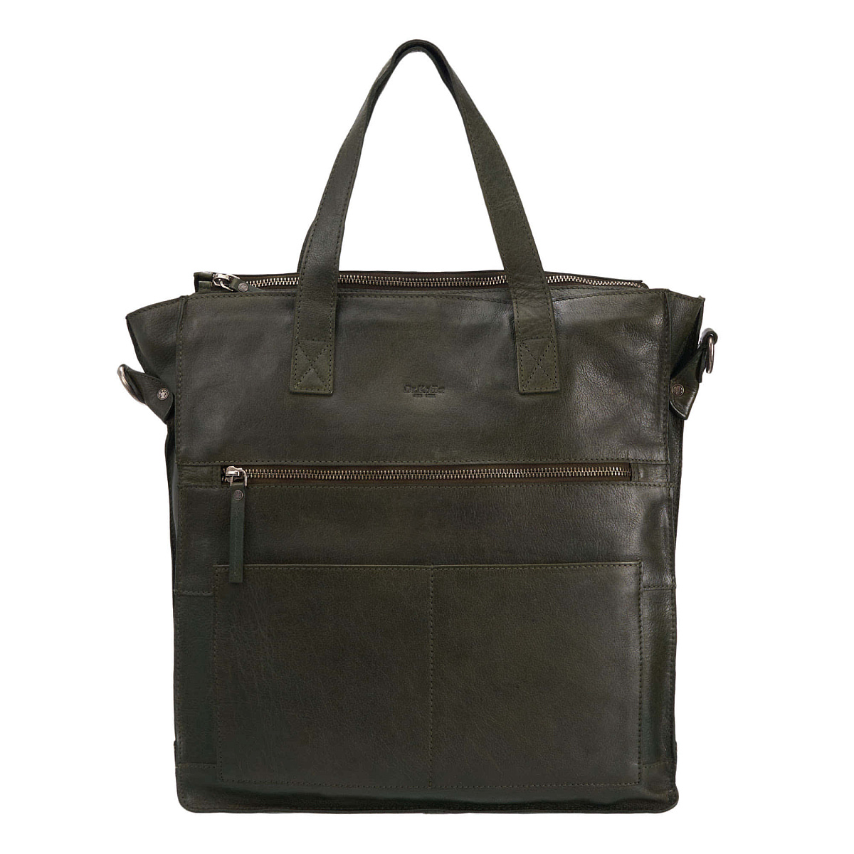 Деловая сумка Dr.Koffer из натуральной кожи зеленая