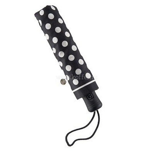 Черный женский зонт автомат в горошек Dr.Koffer