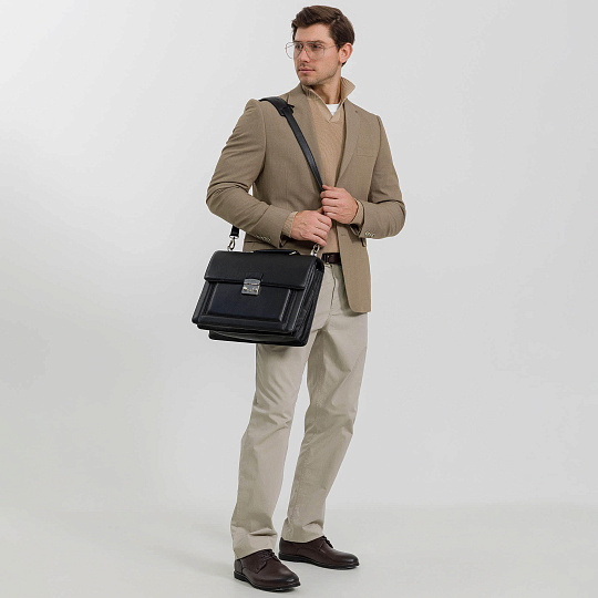 Портфель Dr.Koffer из натуральной кожи черный