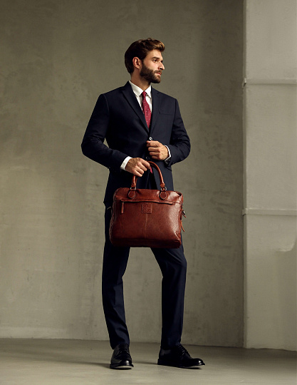 Деловая сумка Dr.Koffer из натуральной кожи коричневая